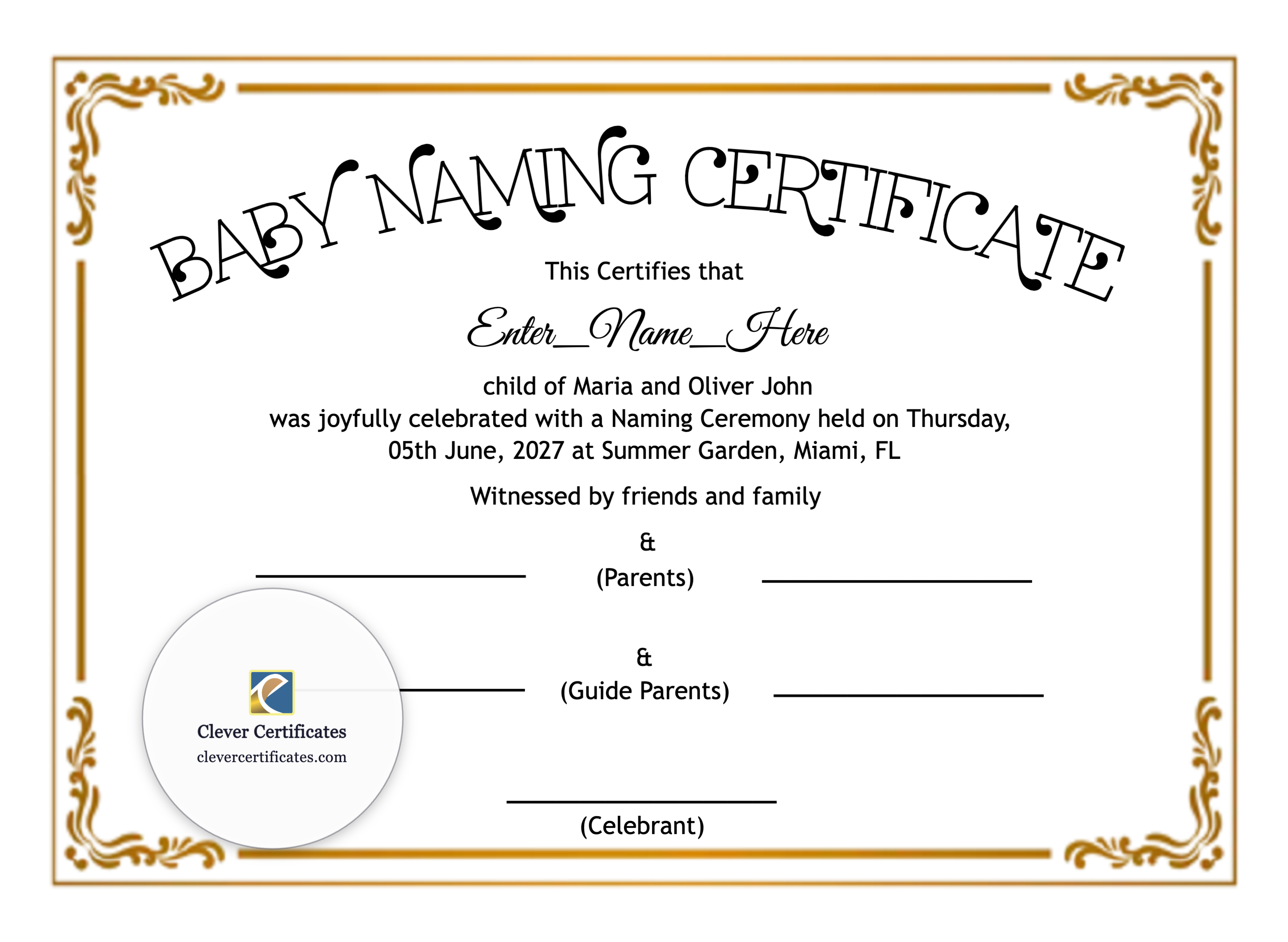Certificate preview