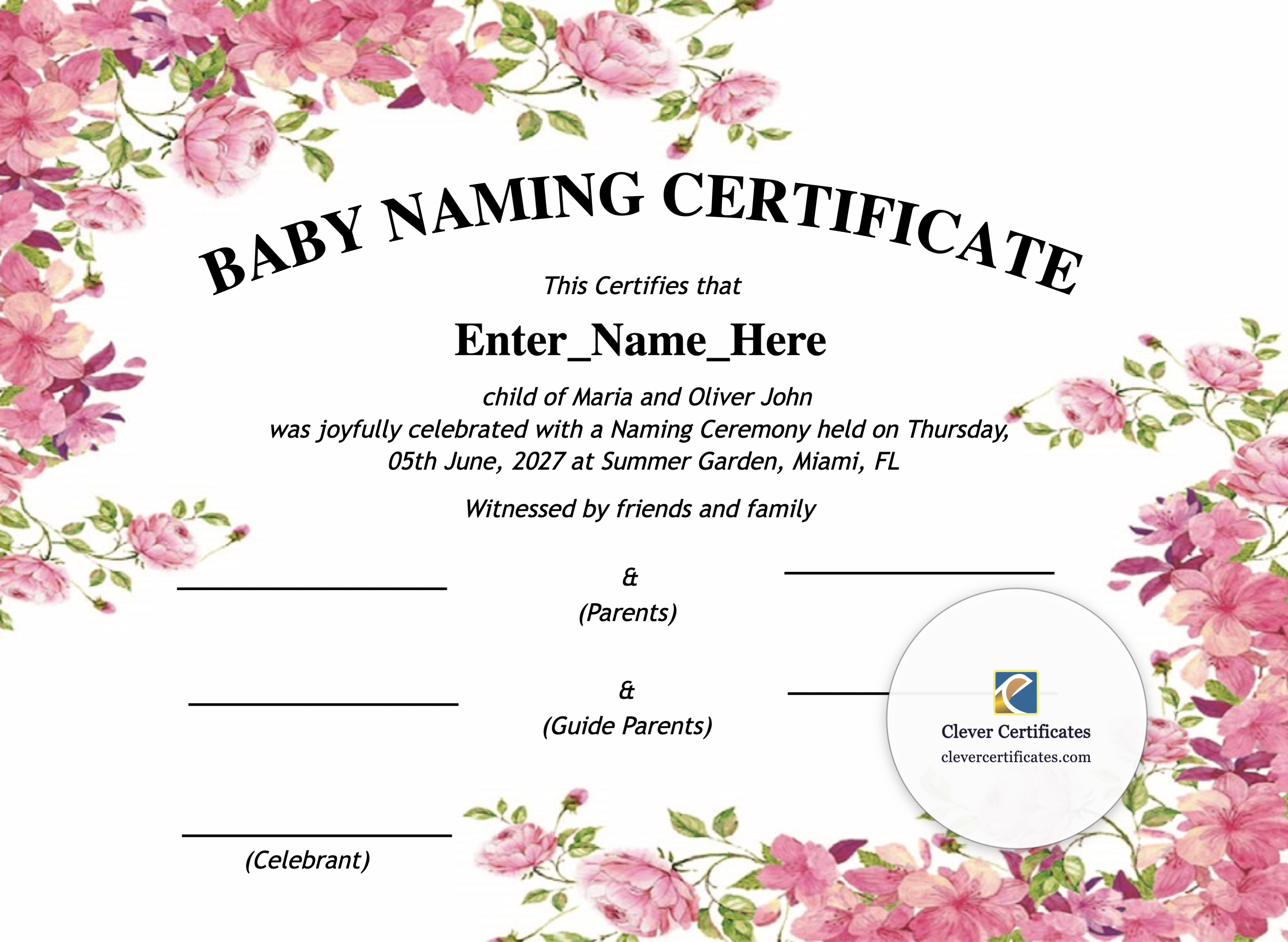 Certificate preview