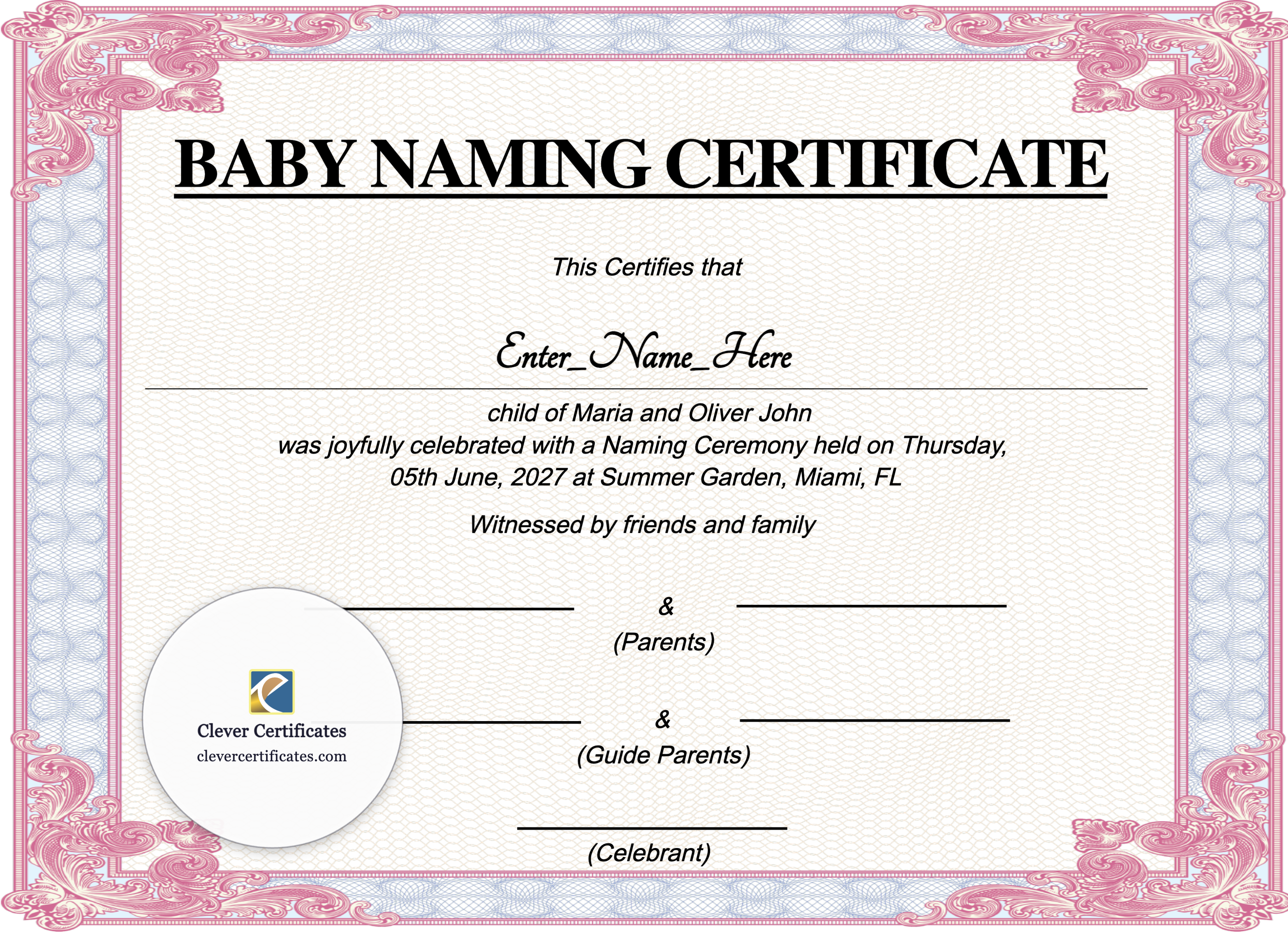 Certificate preview
