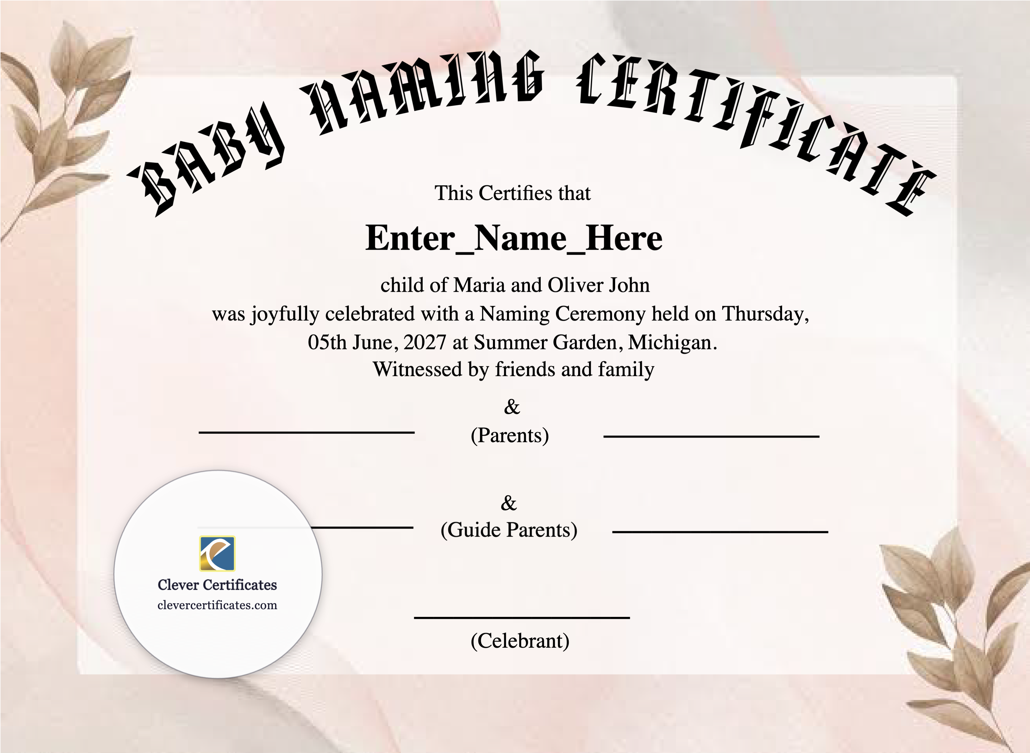 Certificate preview