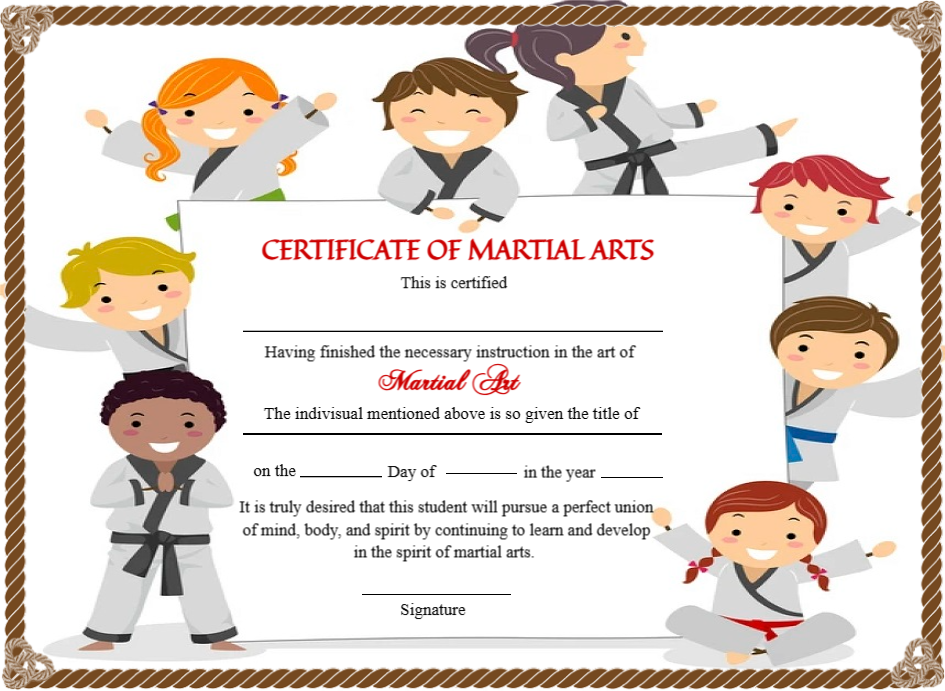 Modern Kids Martial Arts Certificate