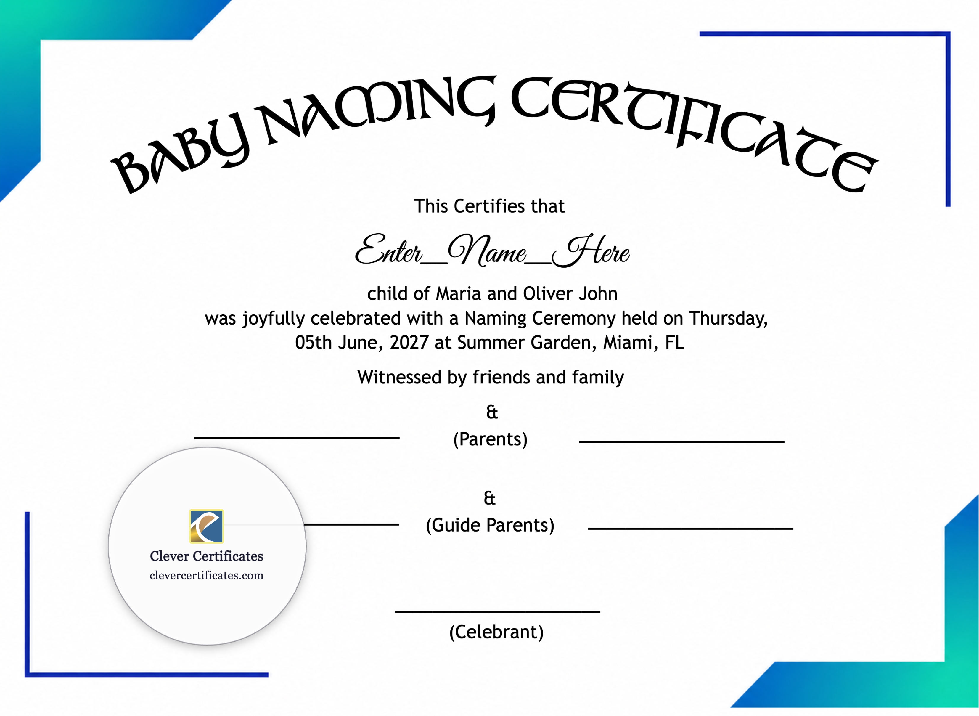Certificate preview