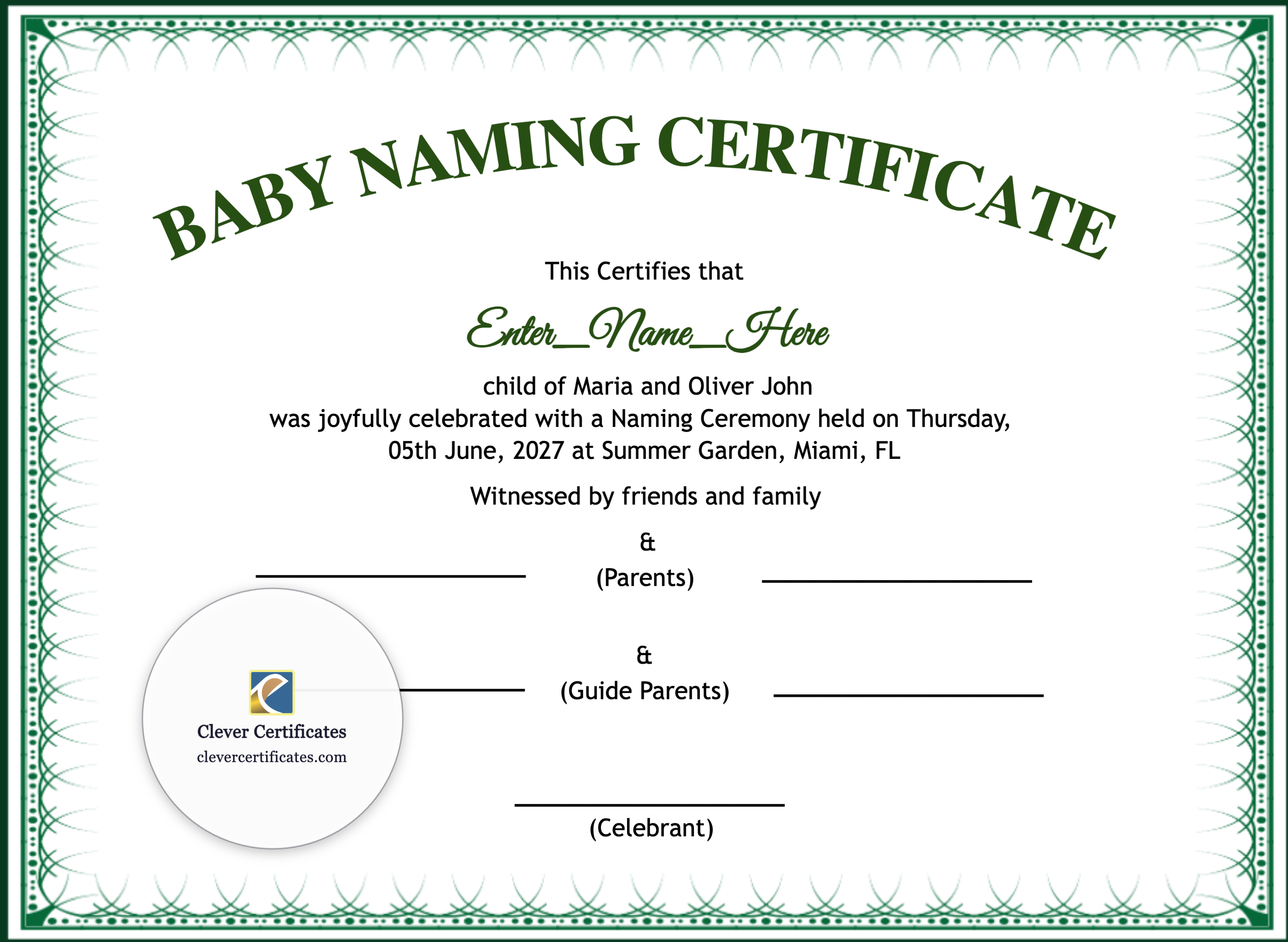 Certificate preview