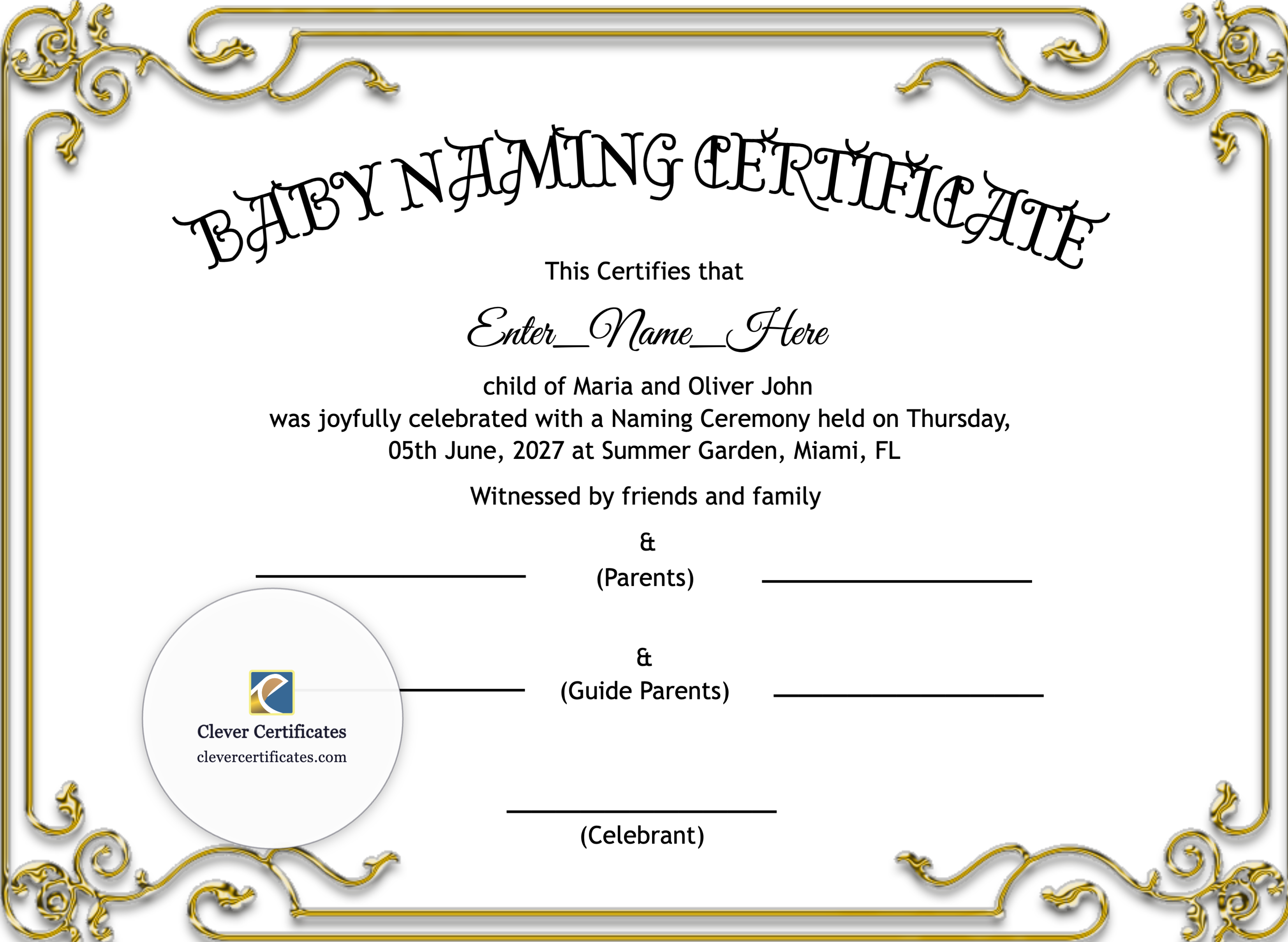 Certificate preview