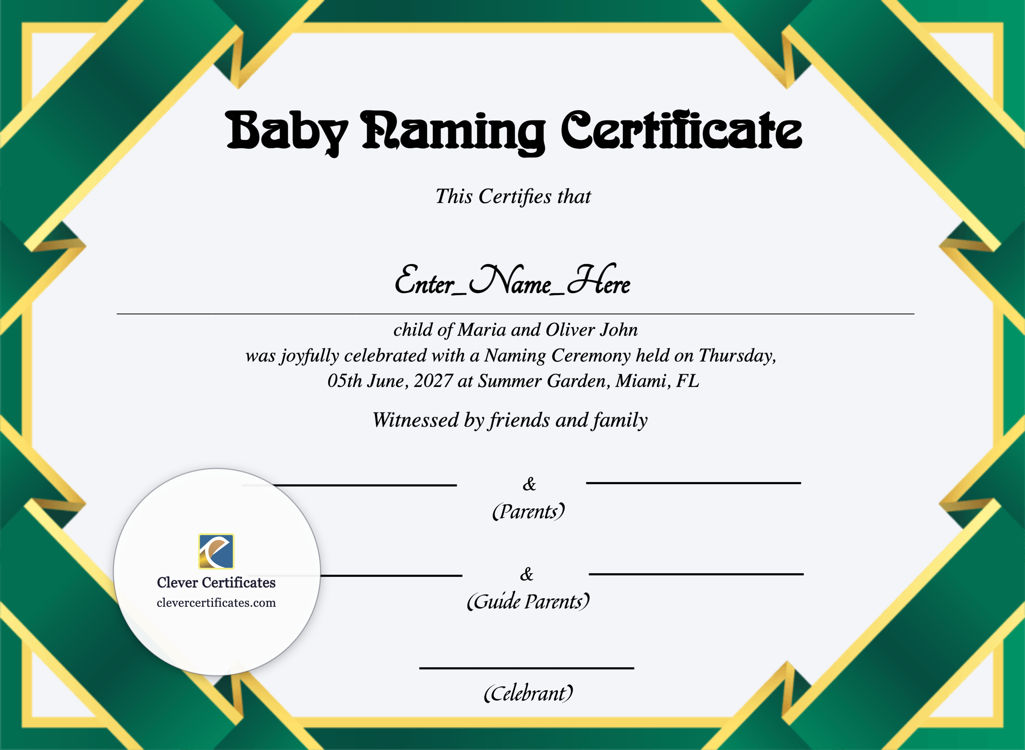 Certificate preview