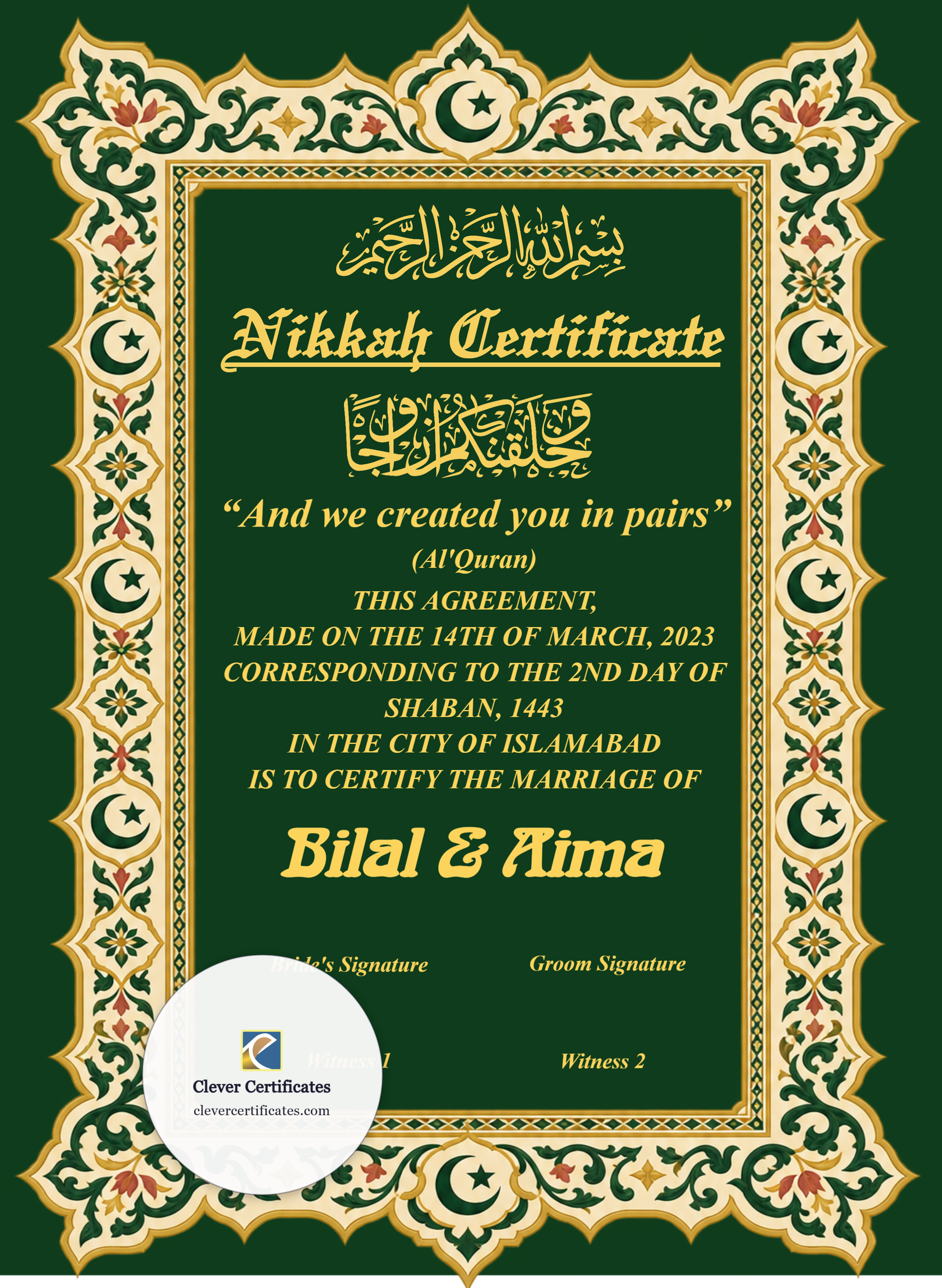 Certificate preview
