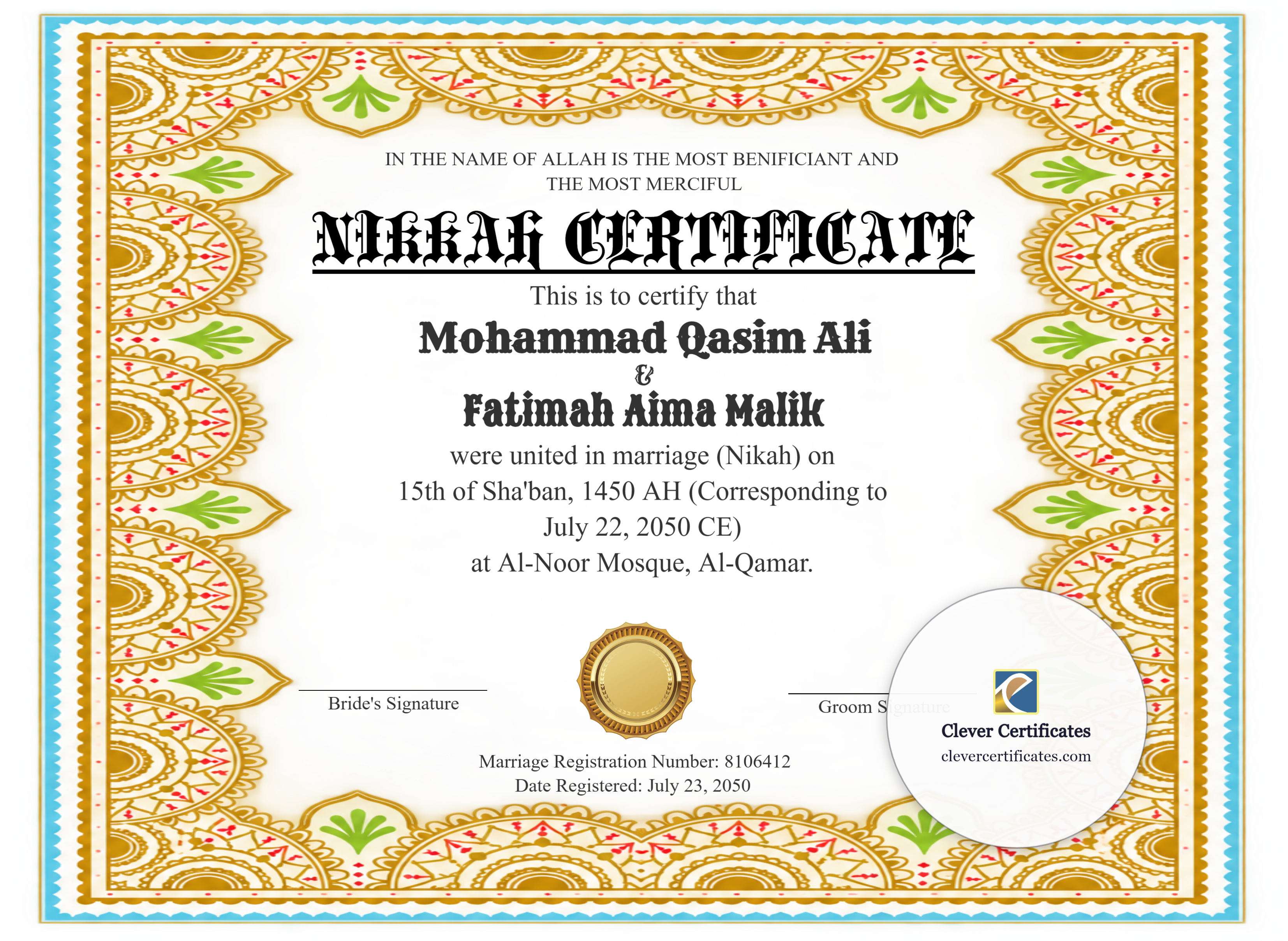 Certificate preview