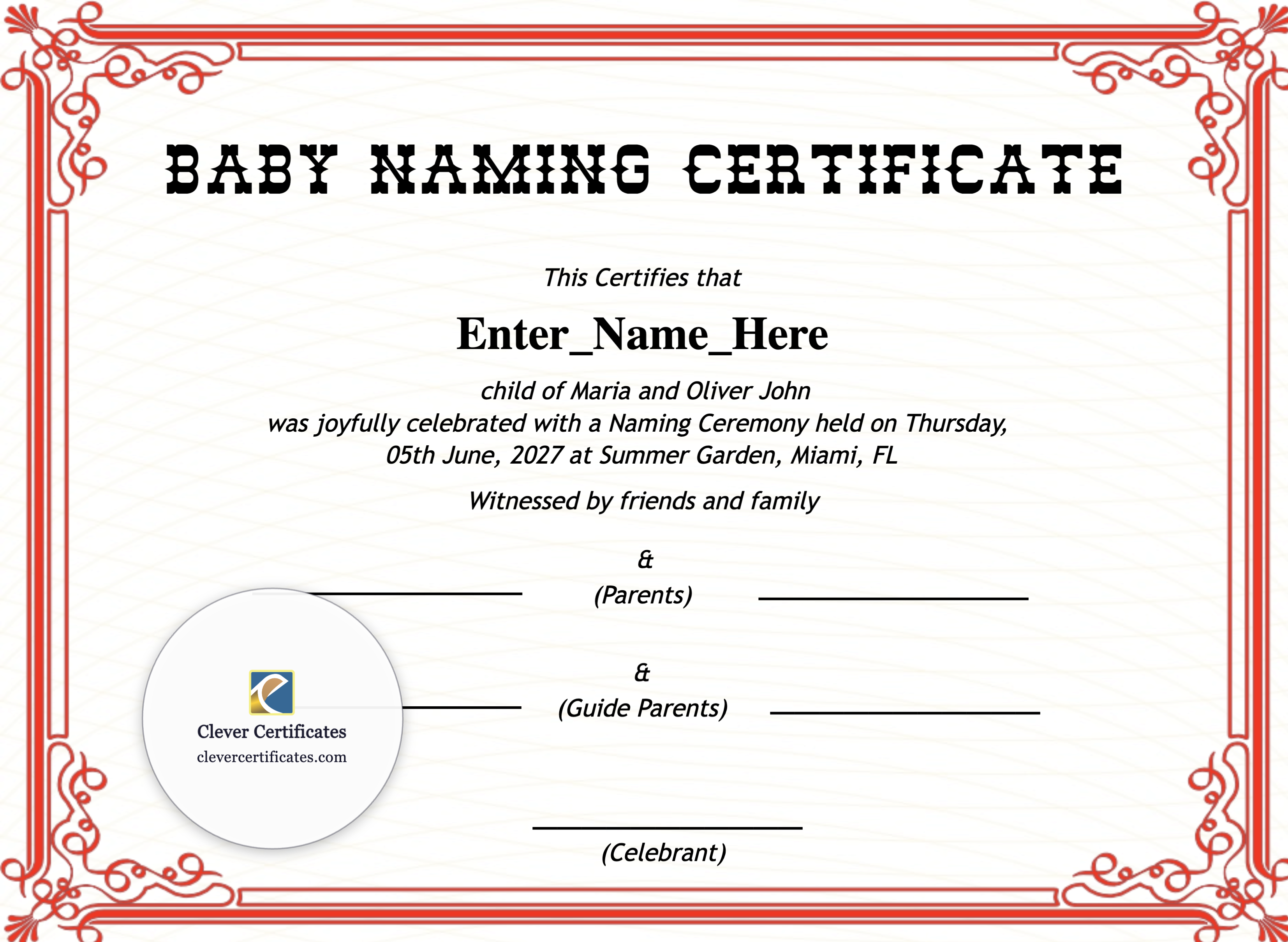 Certificate preview