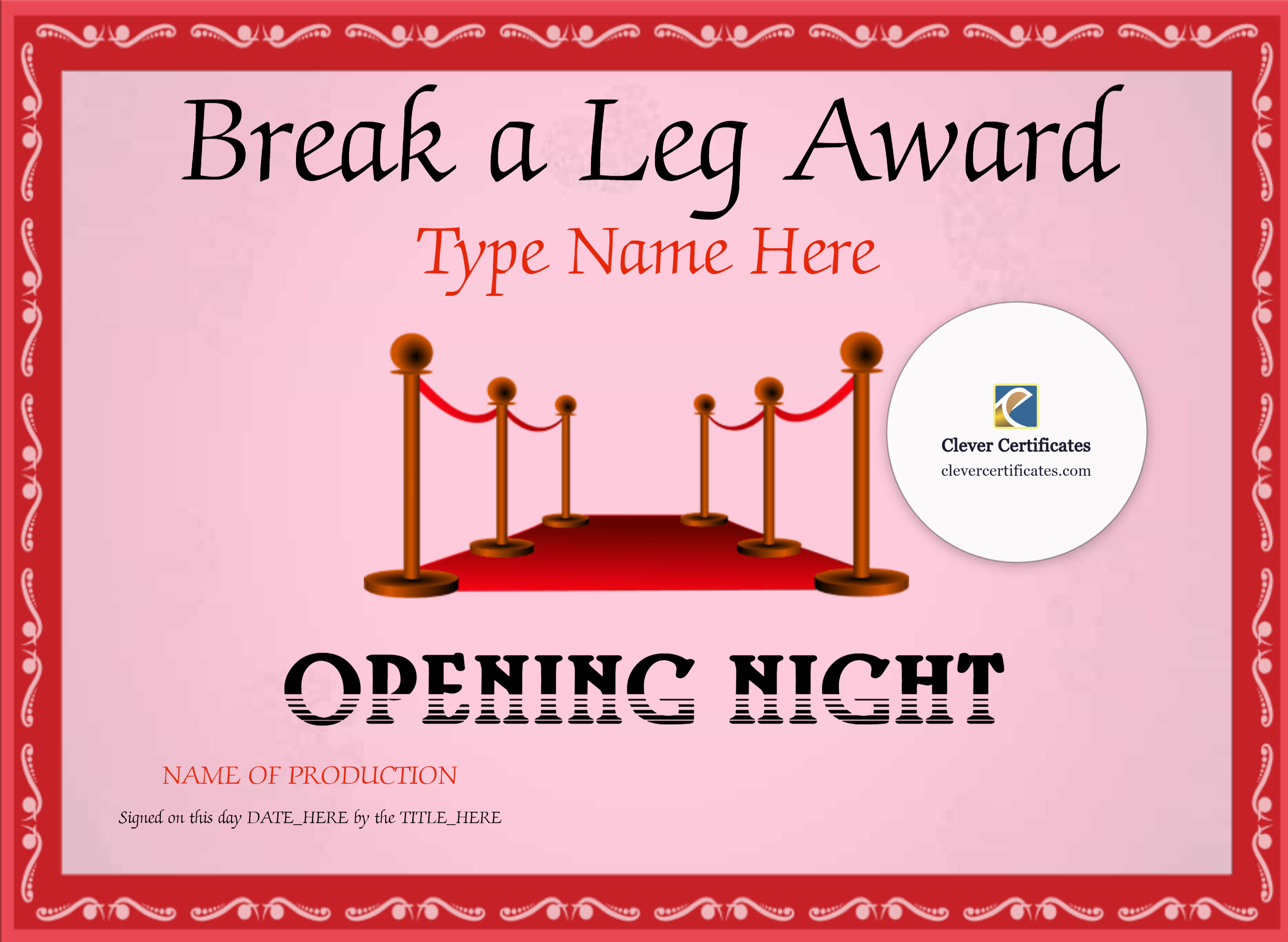 Certificate preview