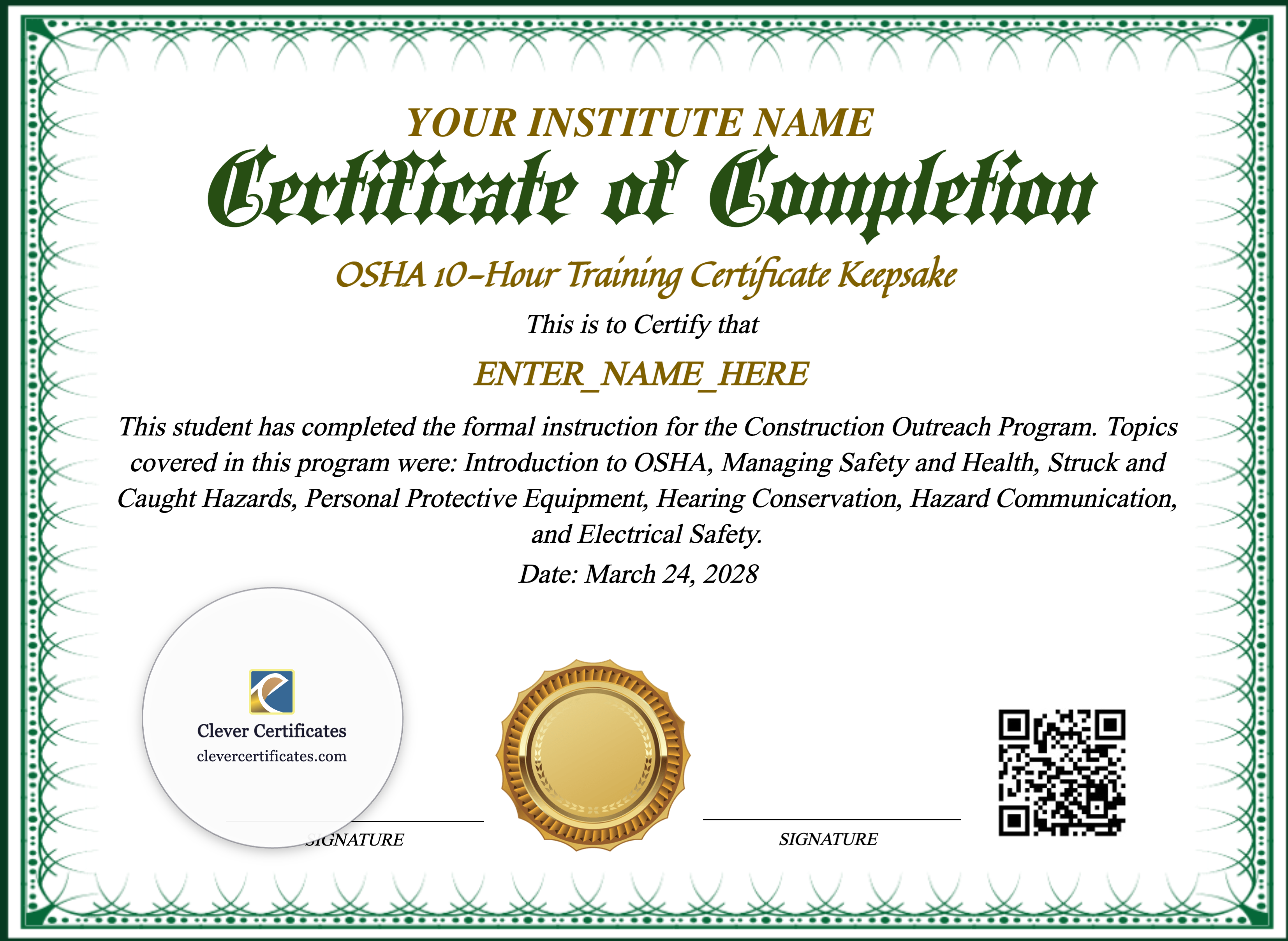 Certificate preview
