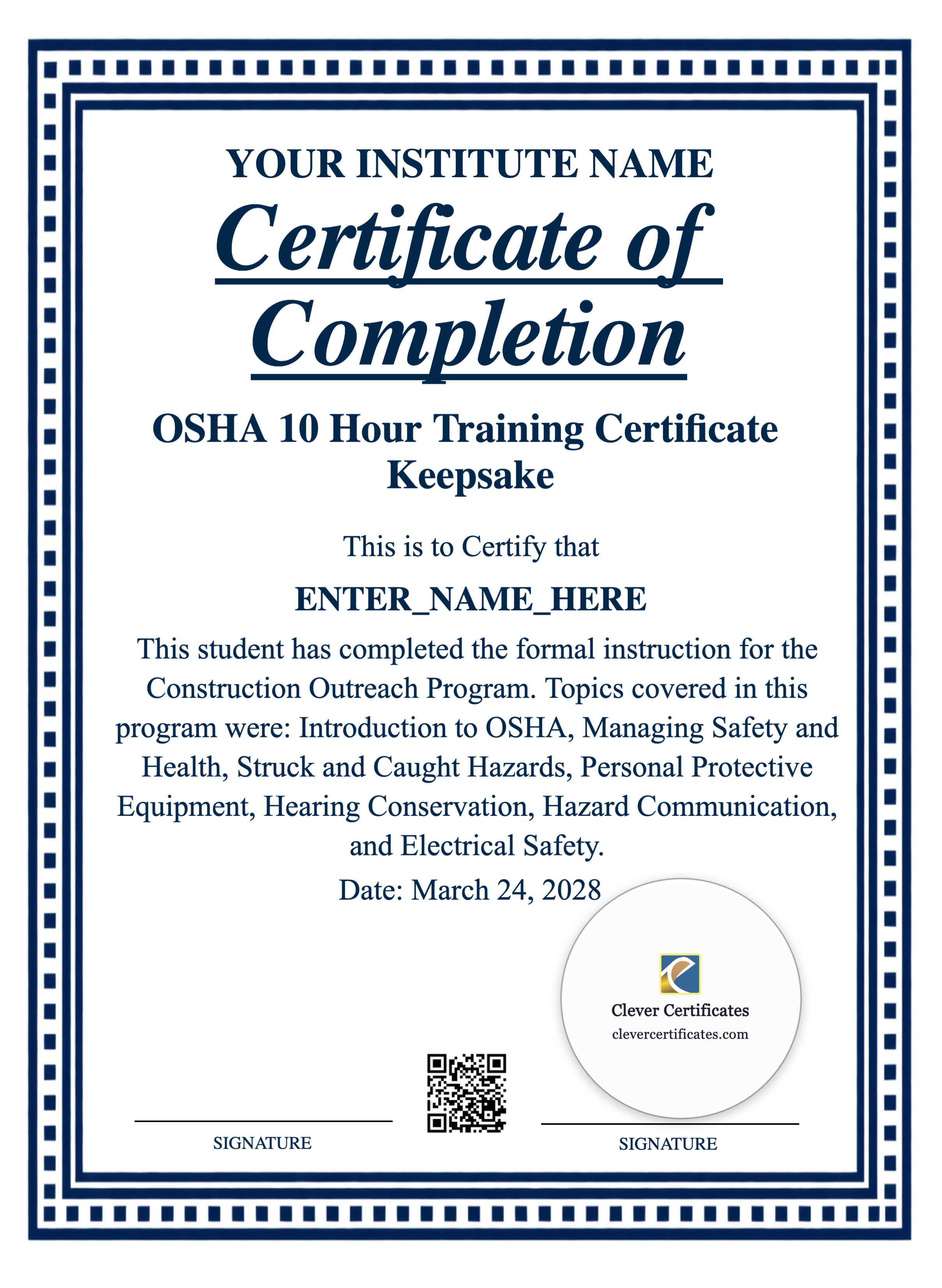 Certificate preview