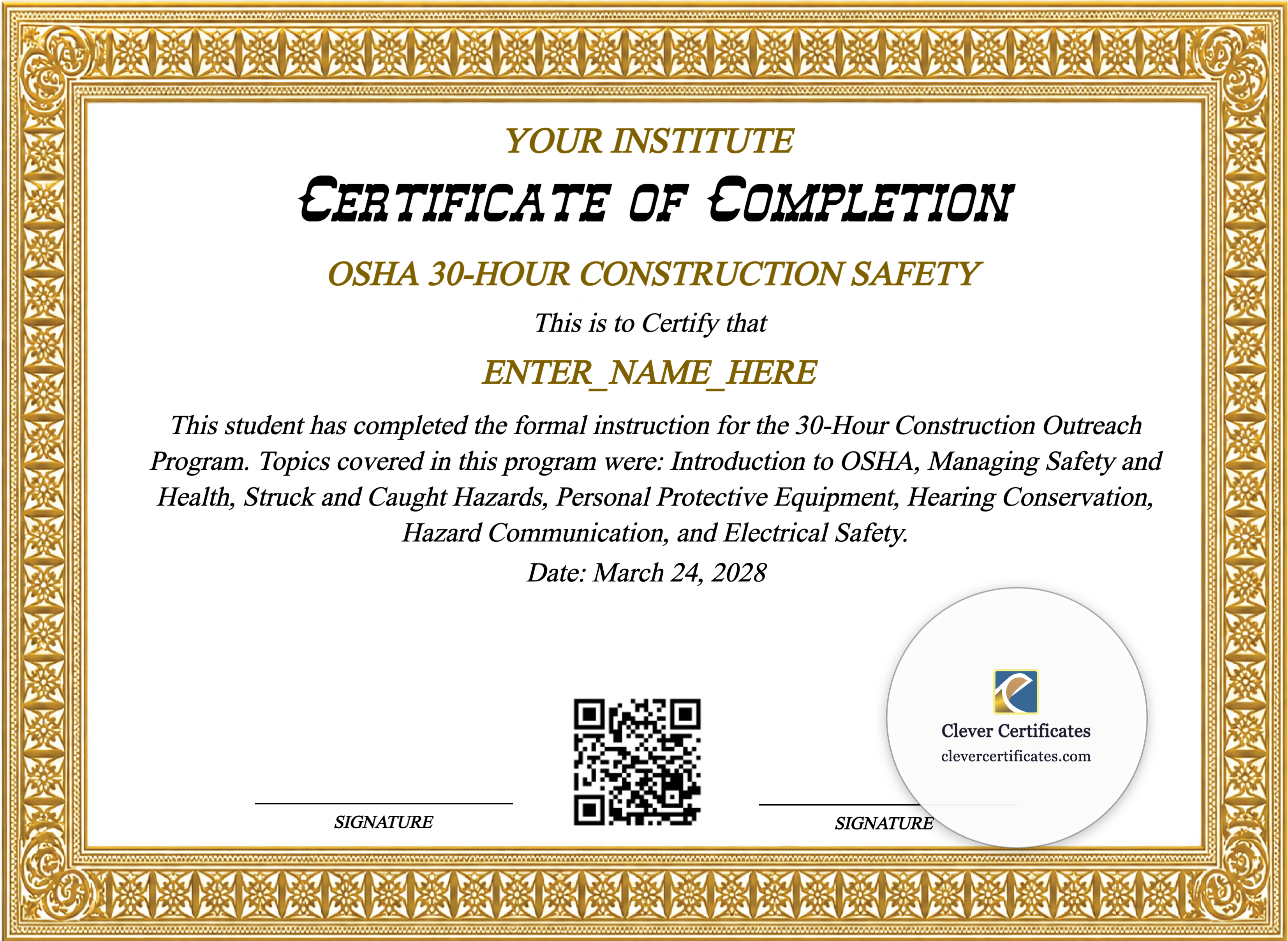 Certificate preview