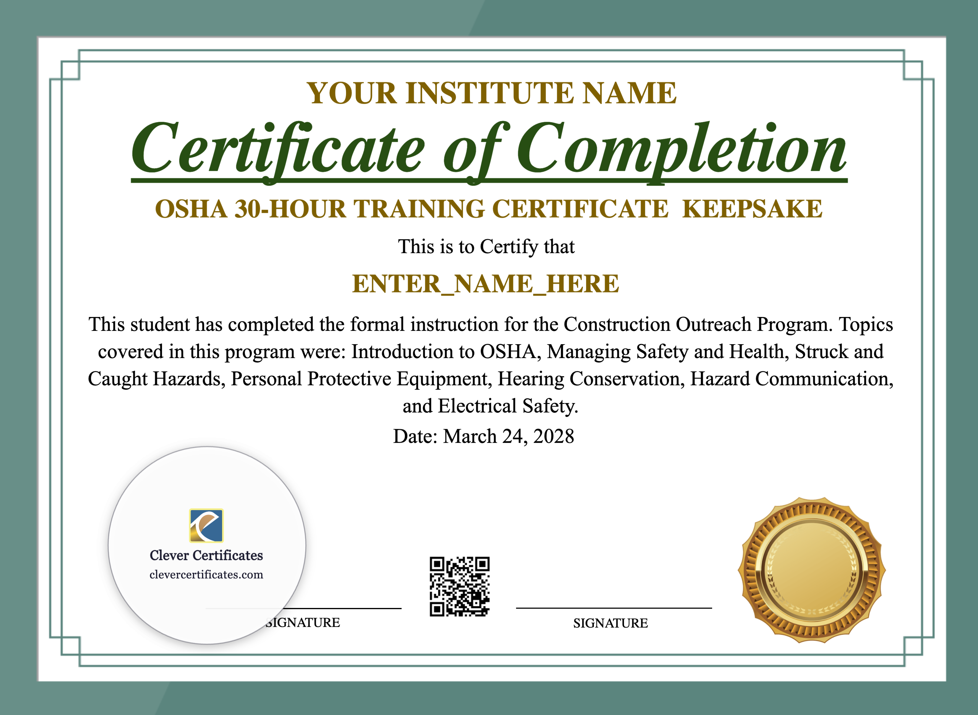 Certificate preview