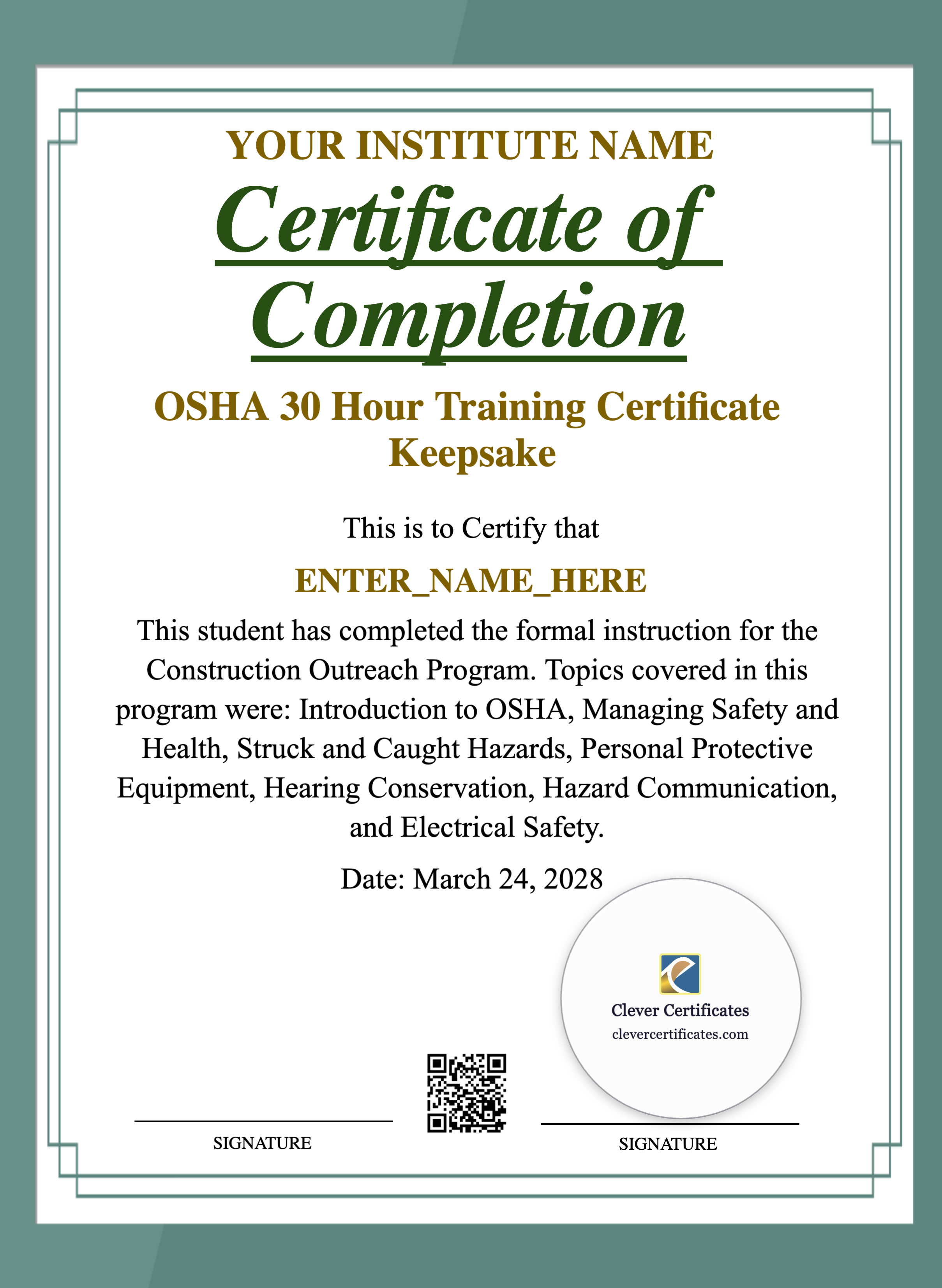Certificate preview
