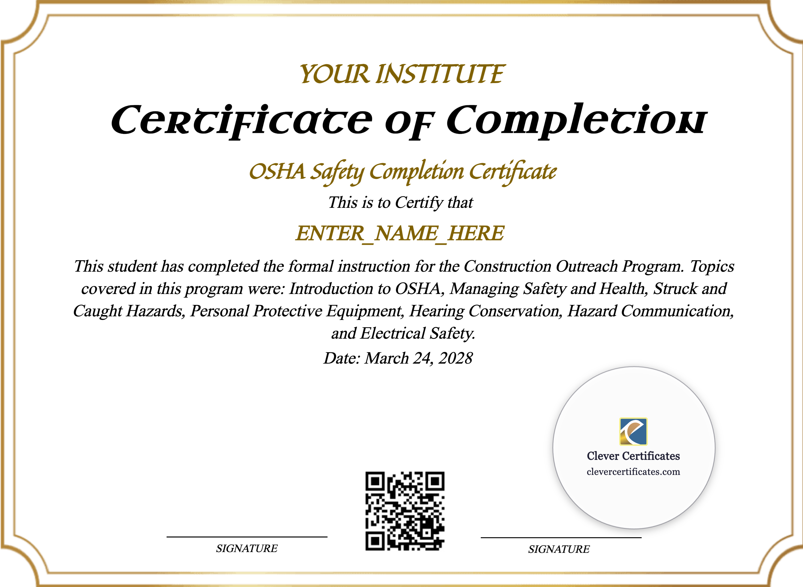 Certificate preview