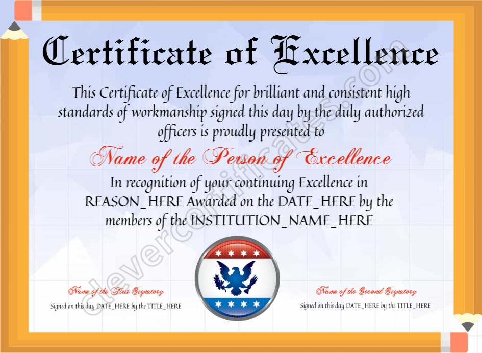 Printable Elegant Certificate Of Excellence
