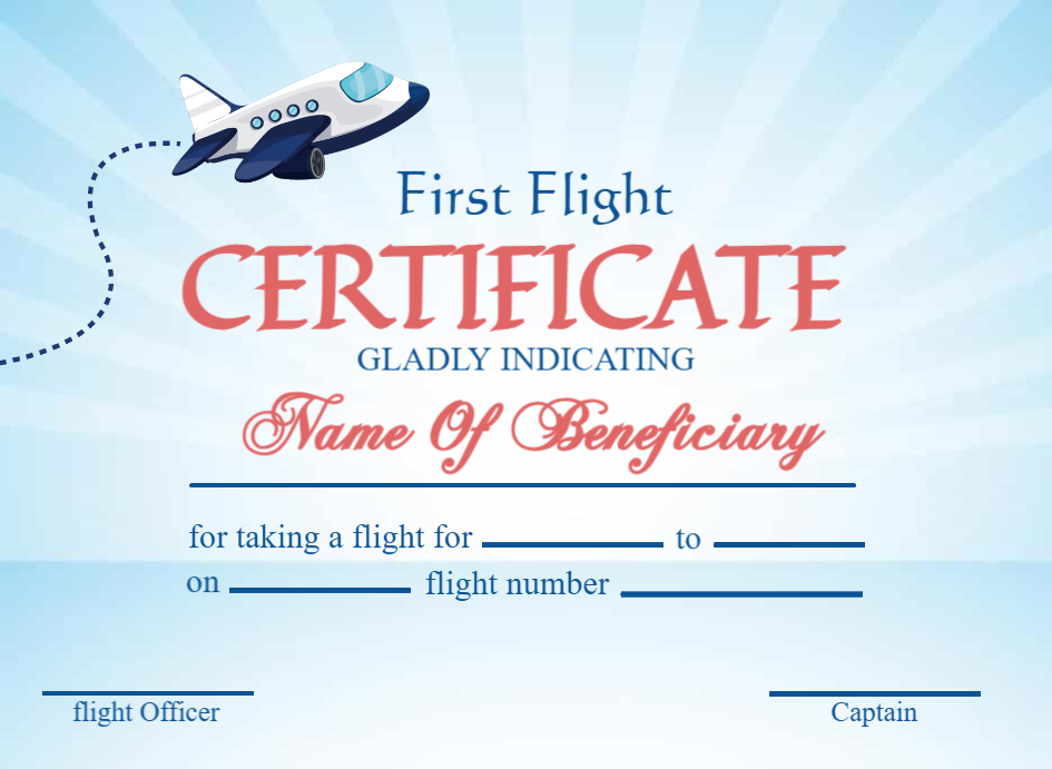 Printable Elegant First Flight Certificate