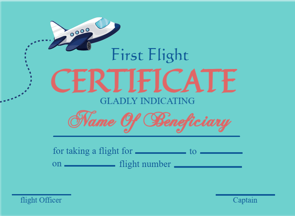 Printable First Flight Certificate