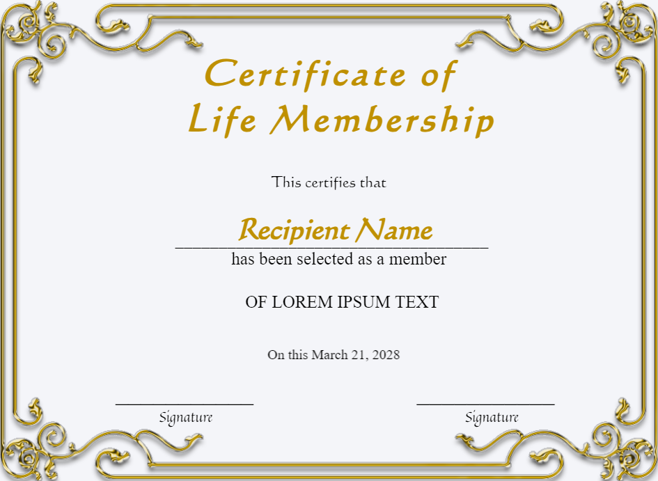 Image 5 for Life Membership Certificate Templates