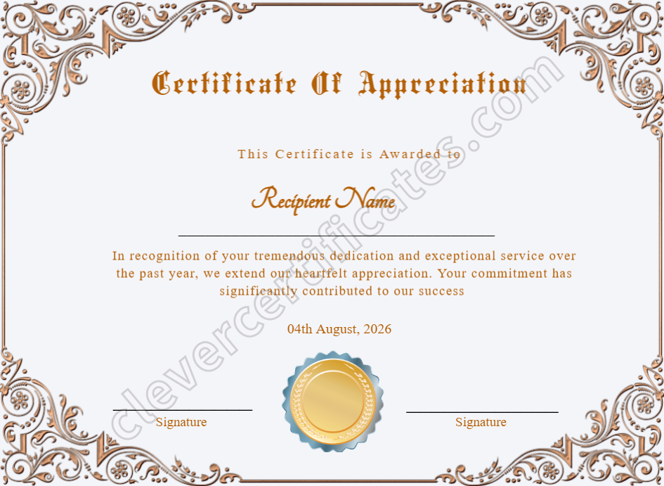 Professional Certificate Of Appreciation Award