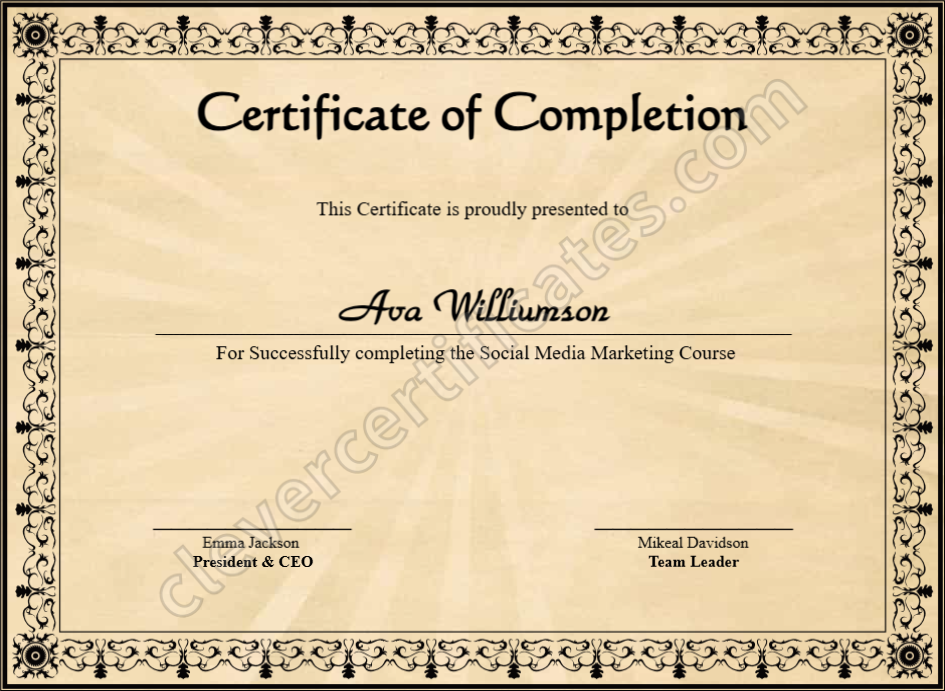 Certificate preview