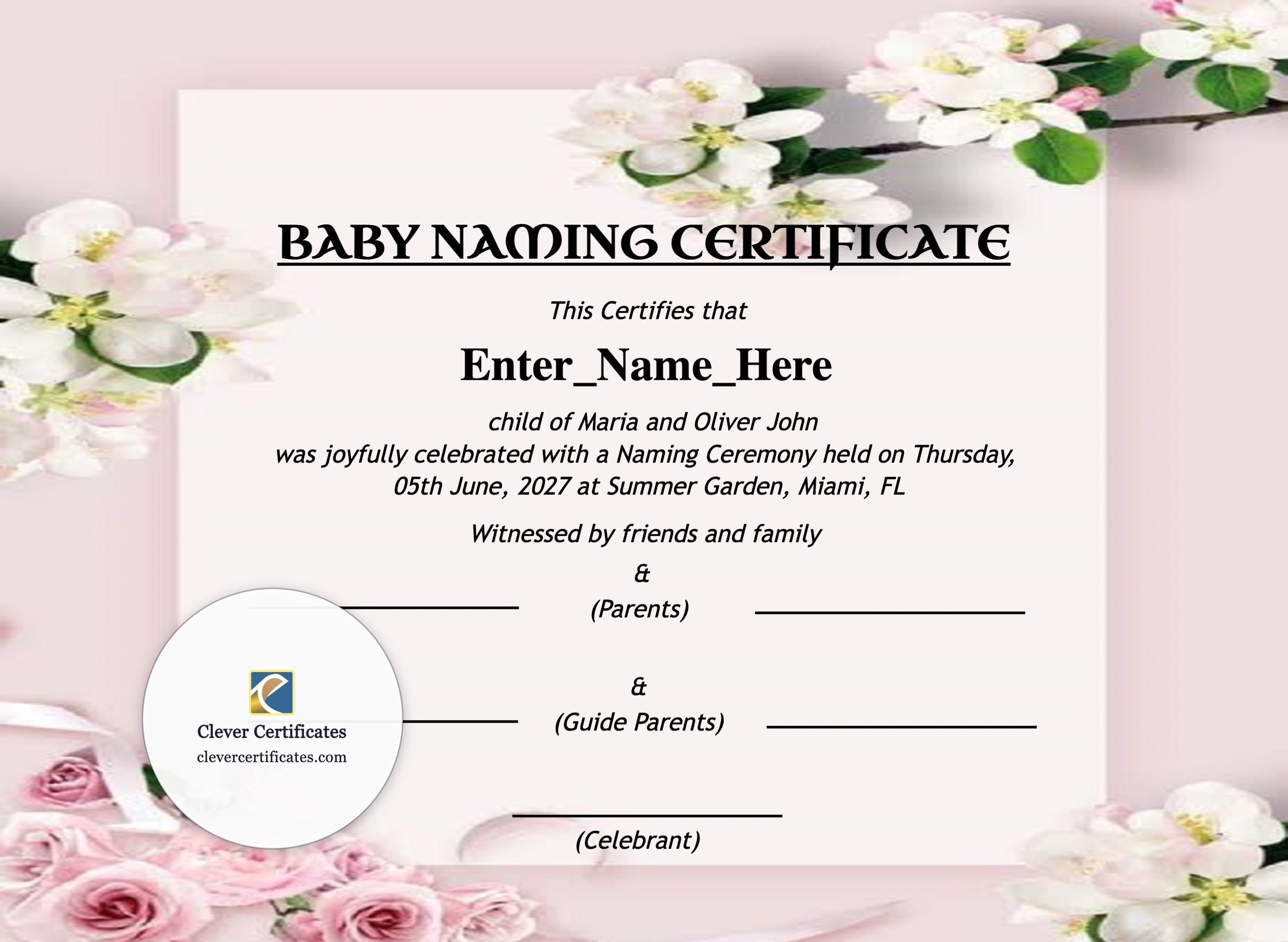 Certificate preview