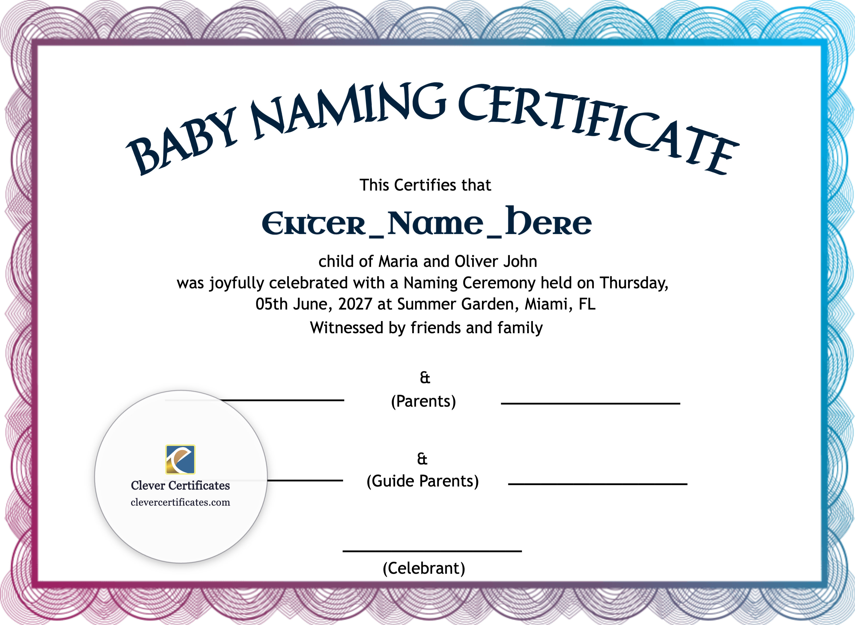 Certificate preview