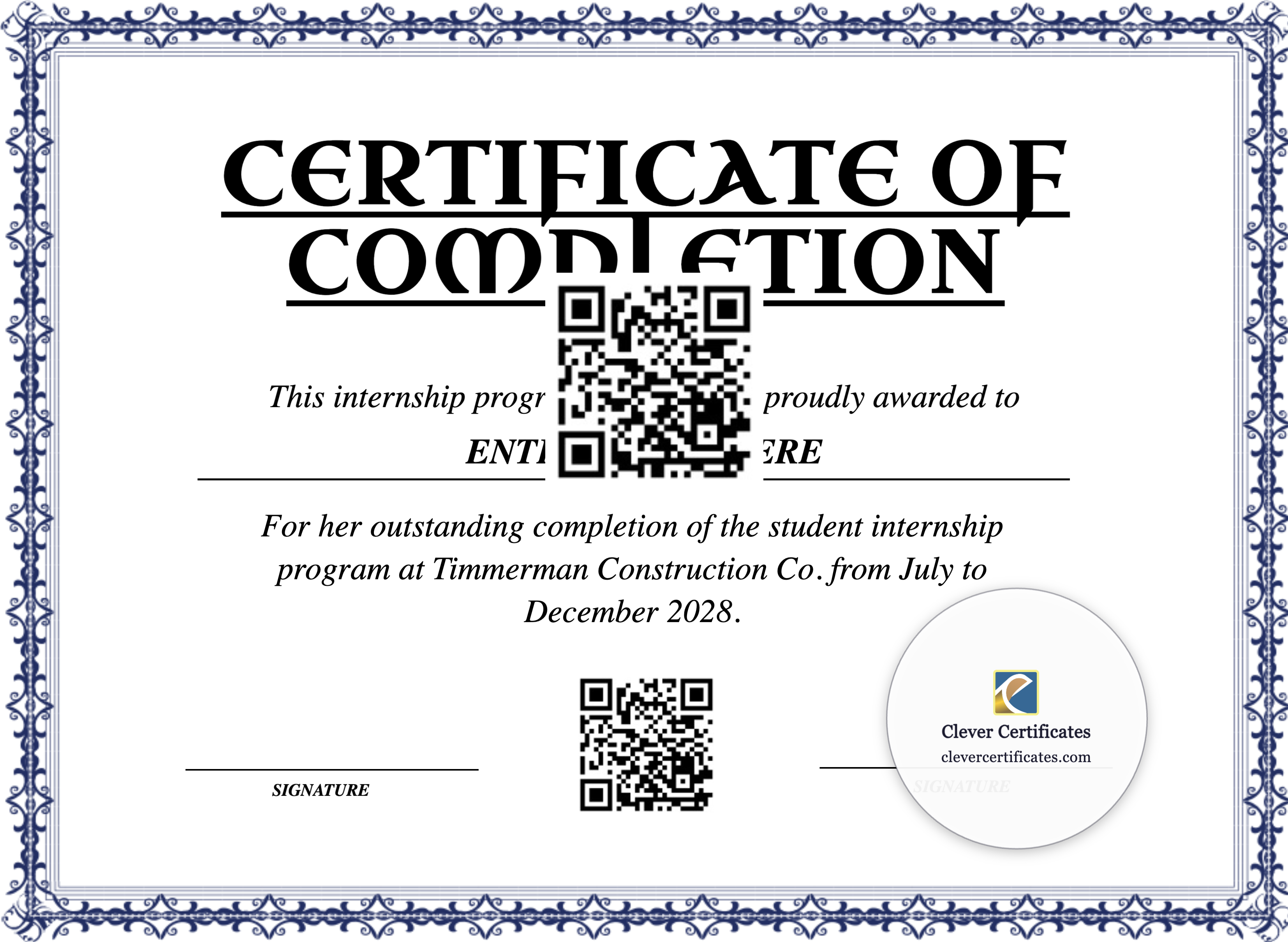 Certificate preview