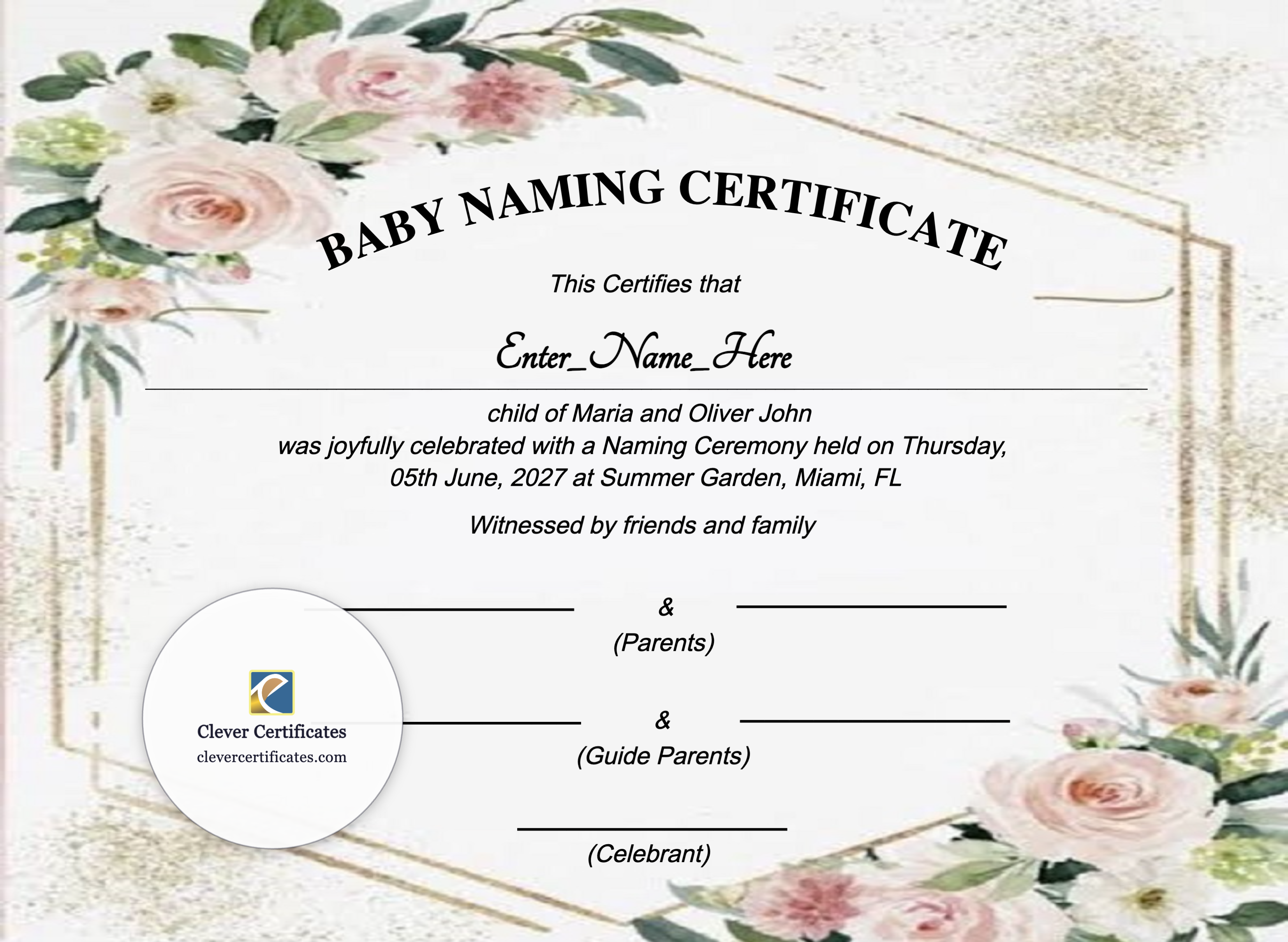 Certificate preview