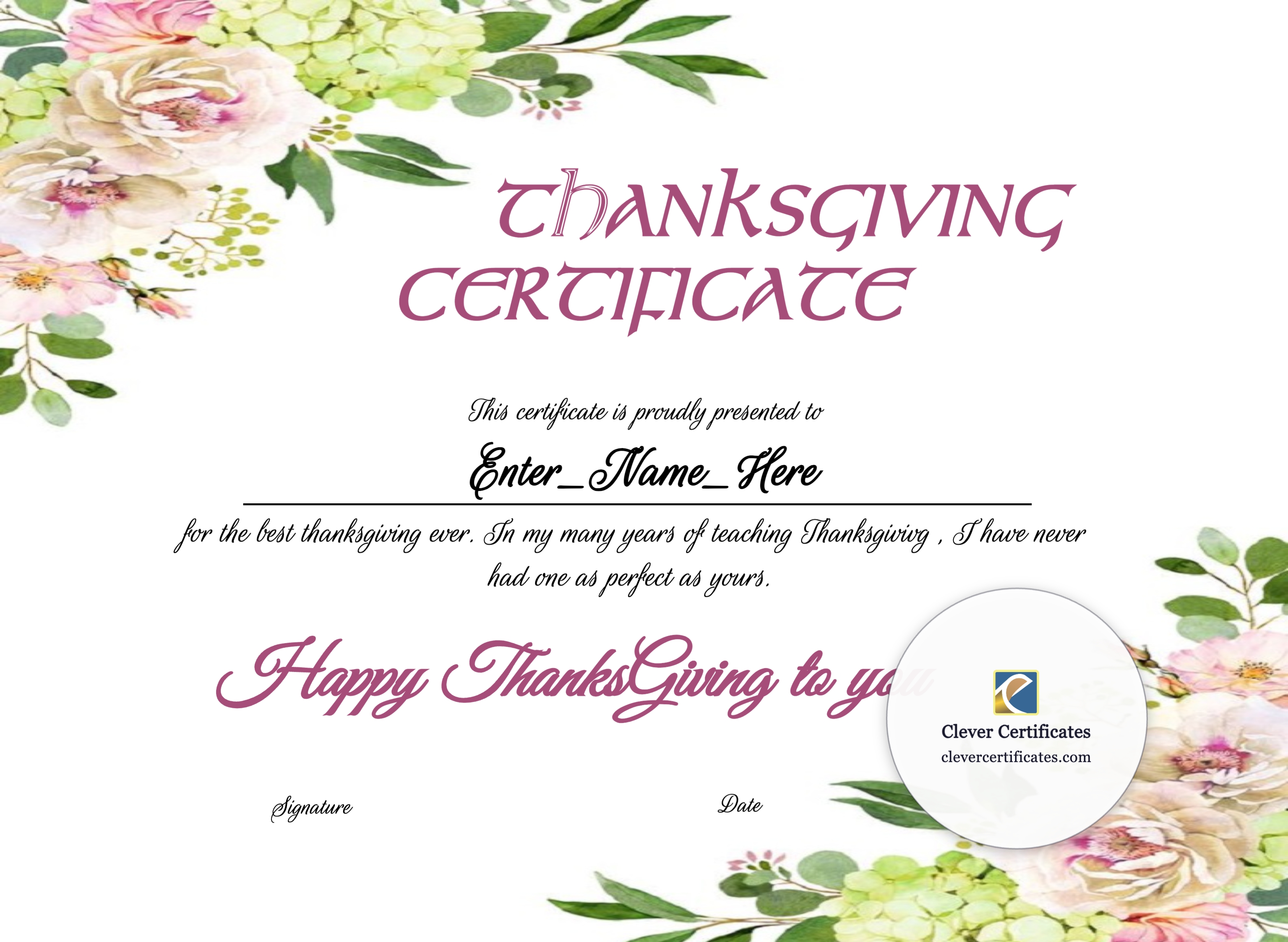 Certificate preview