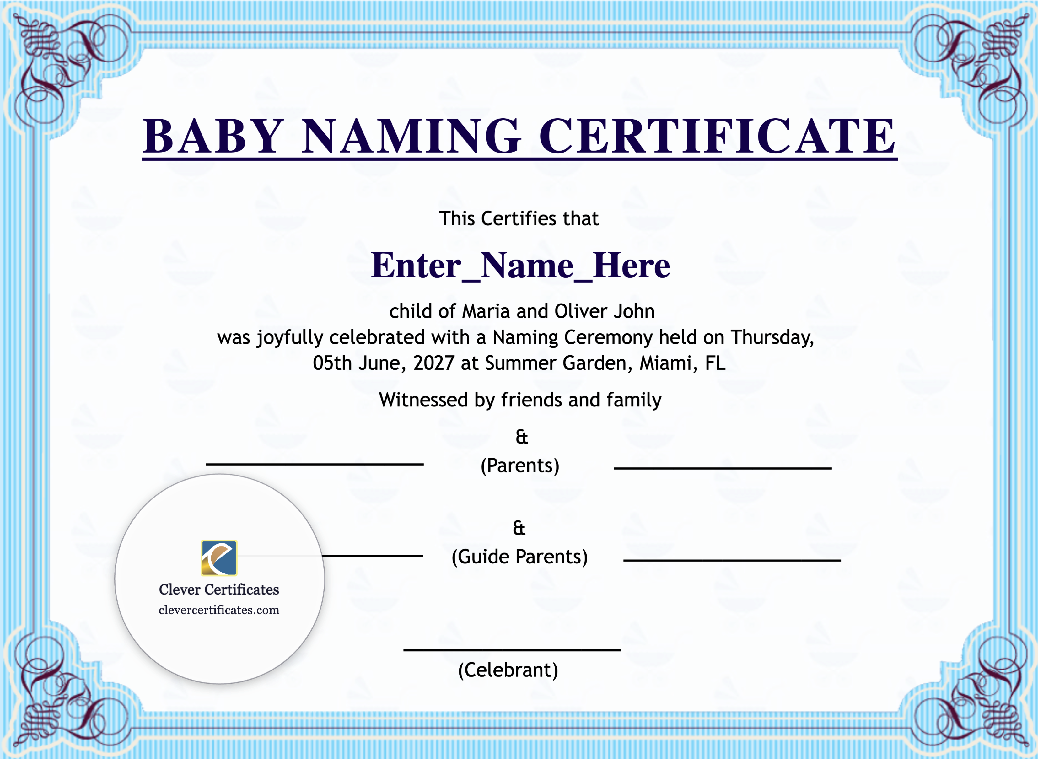 Certificate preview
