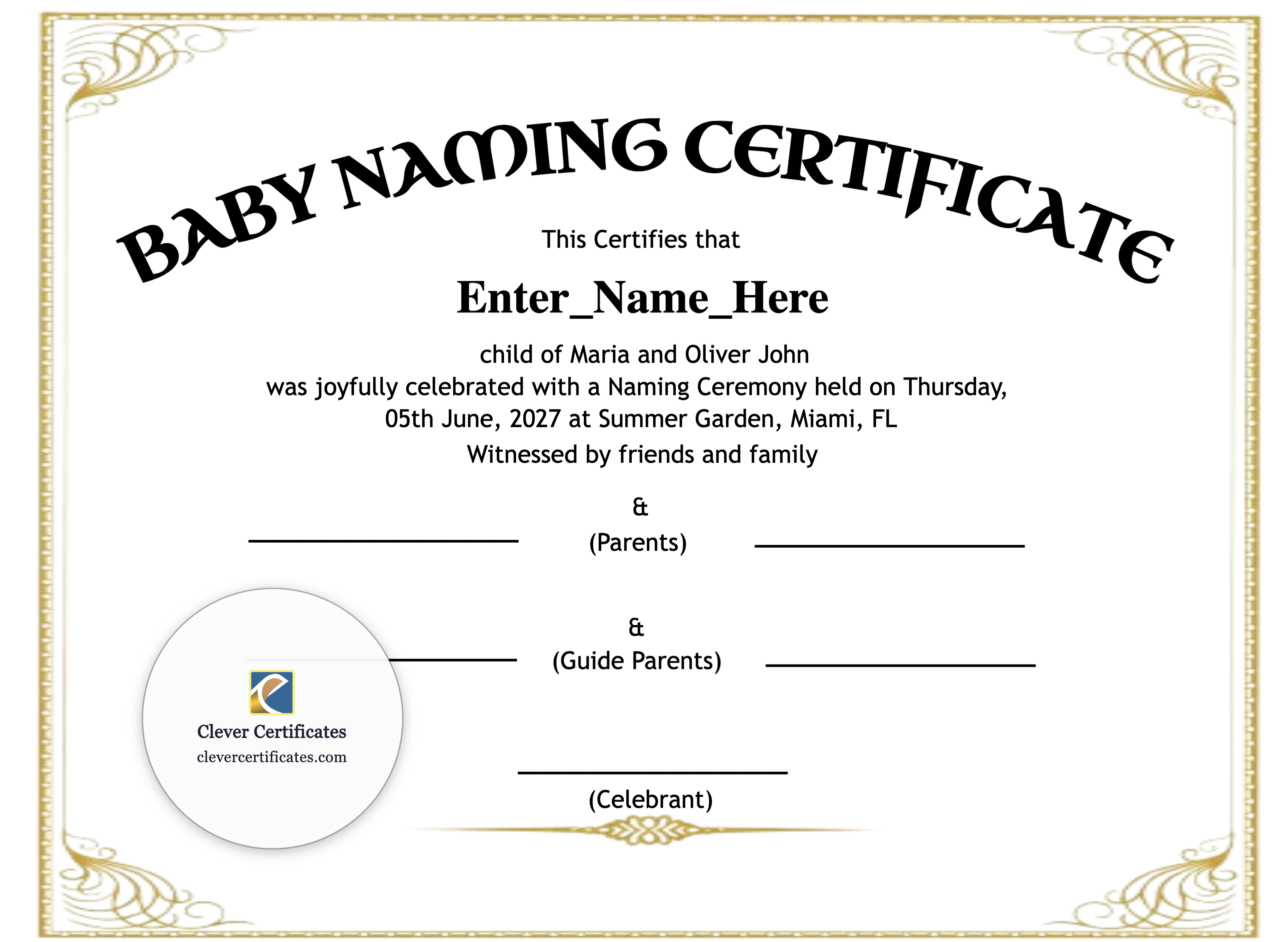 Certificate preview