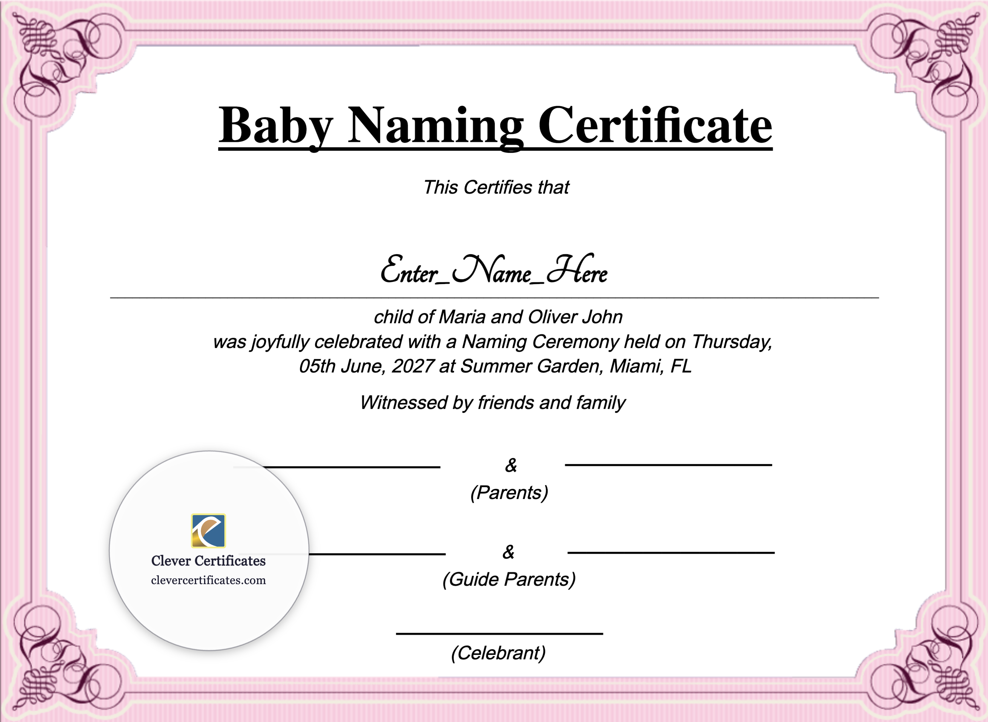 Certificate preview