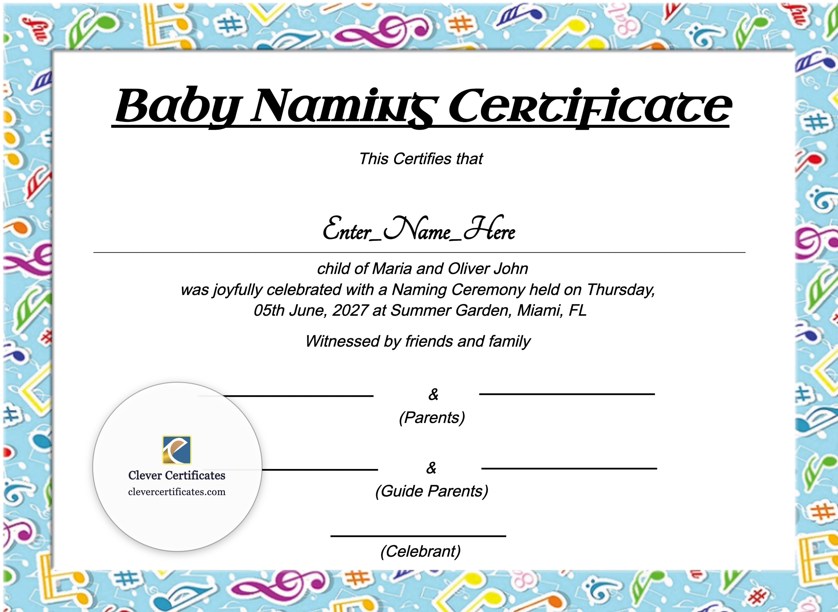 Certificate preview