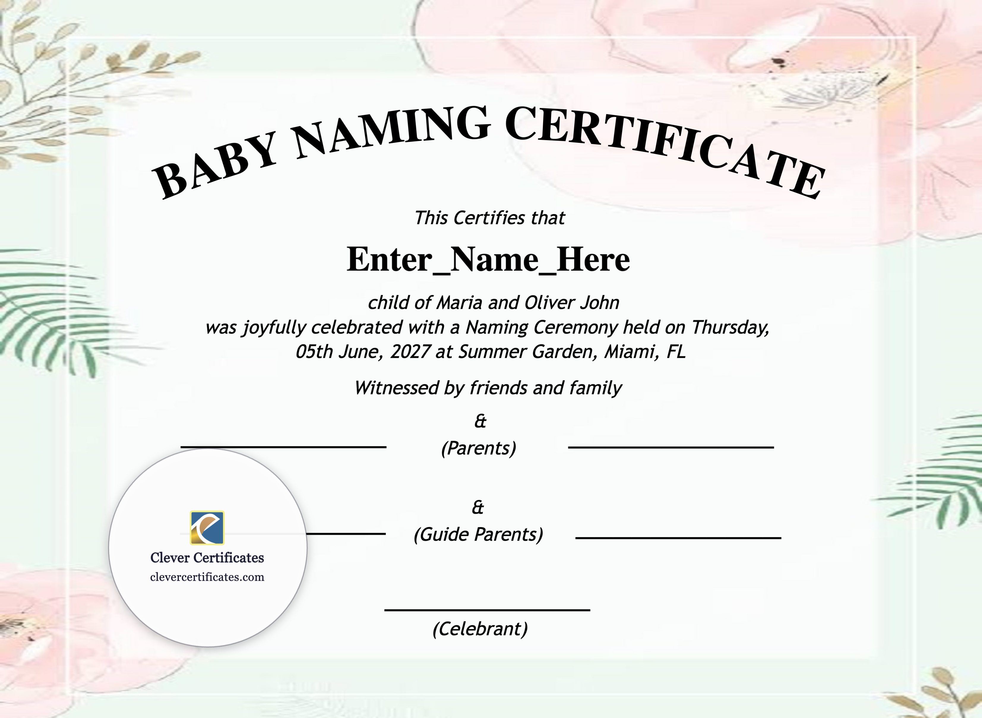 Certificate preview