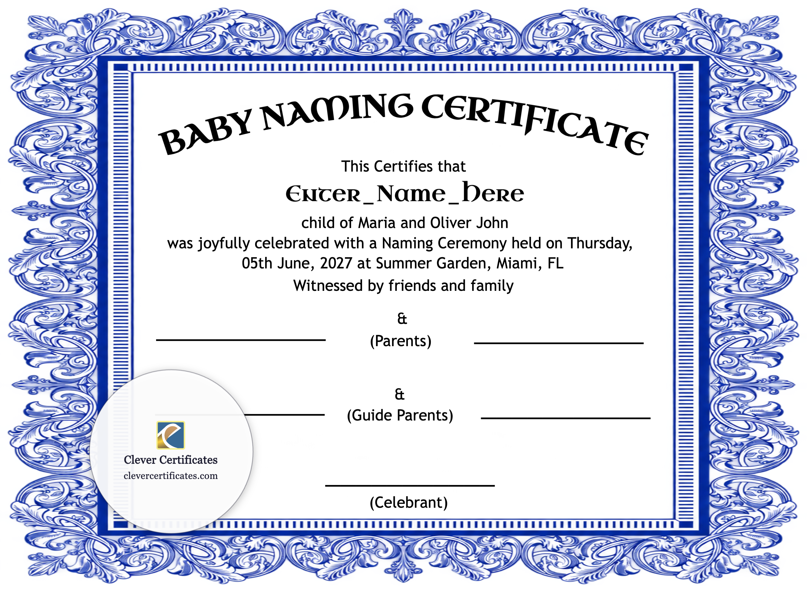 Certificate preview