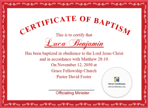 Adult Baptism Certificate – Landscape
