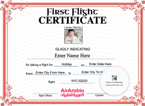 Air Arabia First Flight Certificate