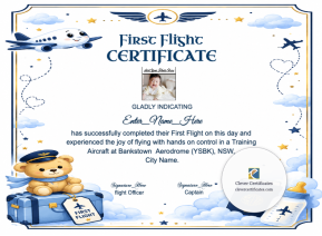 Printable Airline First Flight Certificate Template
