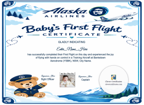 Printable Alaska Airlines First Flight Certificate Template