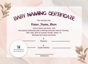 Free Alaska Baby Naming Certificate