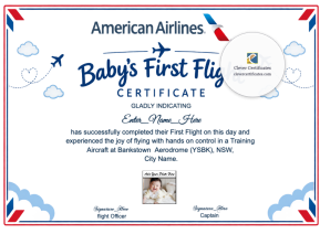 Printable American Airlines First Flight Certificate Template