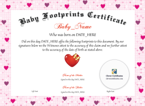 Baby Footprints Certificate
