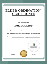 Baptist Elder Ordination Certificate · Portrait