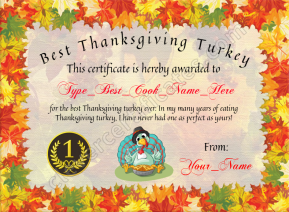 Best Thanksgiving Turkey Award