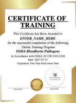 Bloodborne Pathogens Training Certificate