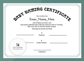 Free Canadian Baby Naming Certificate