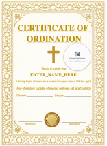 Church Elder Ordination Certificate · Portrait