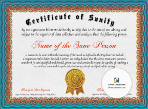 Certificate Of Sanity