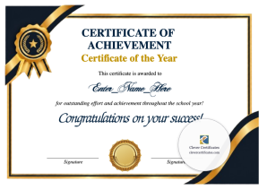 Free Certificate Of The Year
